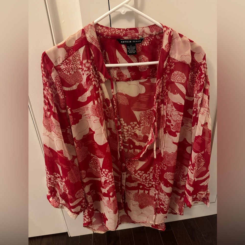 Antilia Femme Red and White Blouse